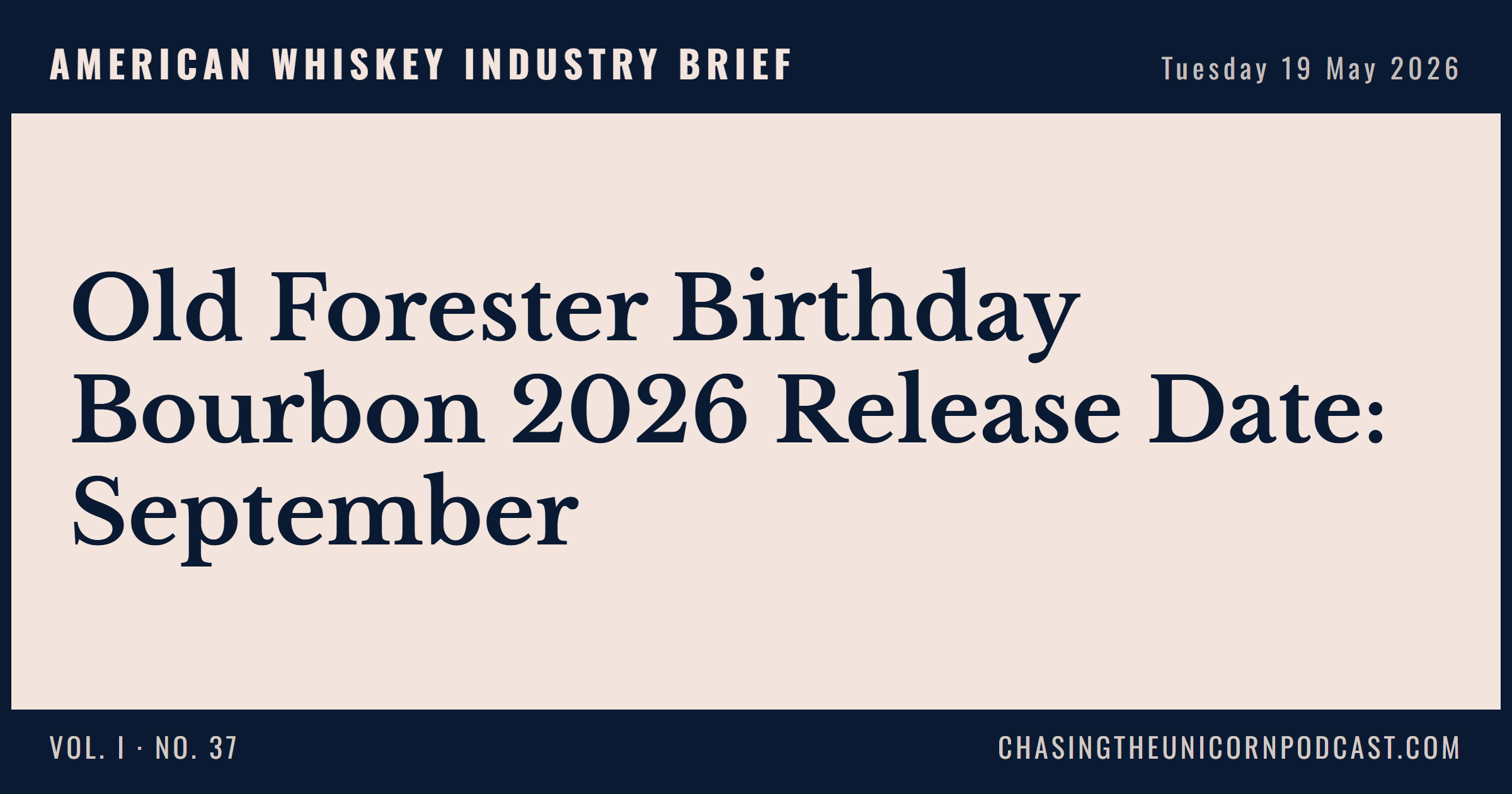 American Whiskey Industry Brief, 19 May 2026 — Old Forester Birthday Bourbon 2026 Release Date: September