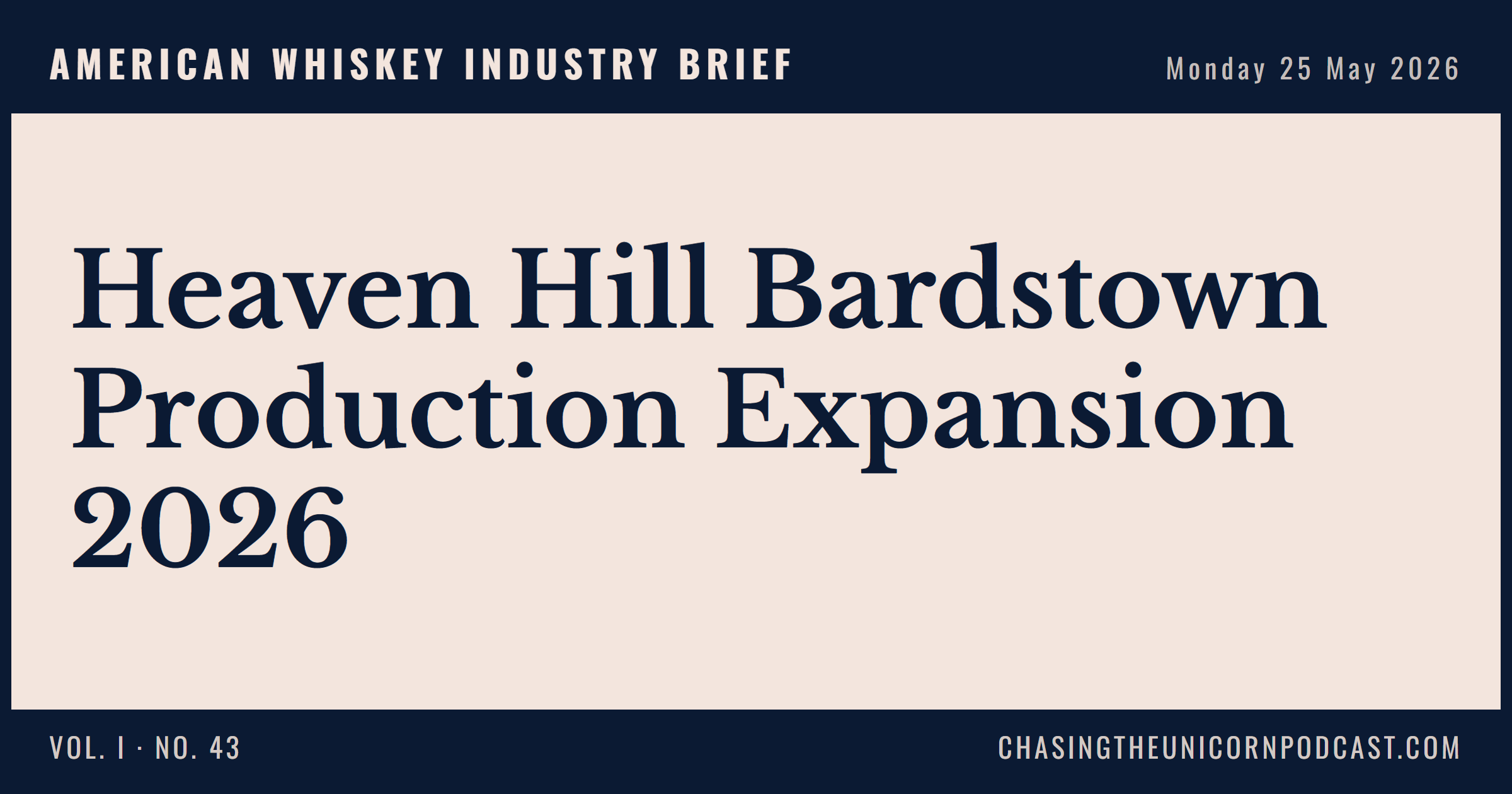American Whiskey Industry Brief, 25 May 2026 — Heaven Hill Bardstown Production Expansion 2026