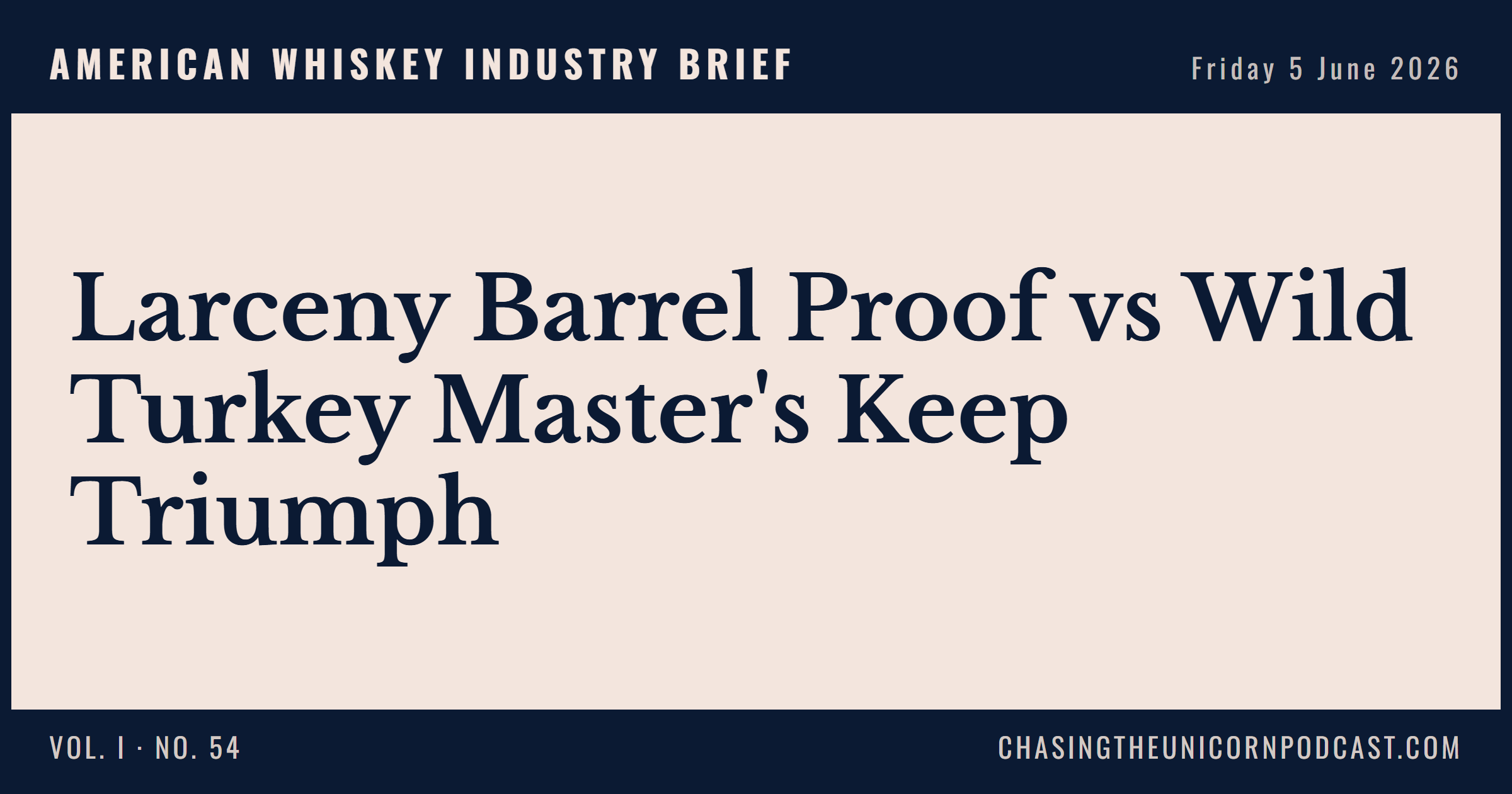 American Whiskey Industry Brief, 05 June 2026 — Larceny Barrel Proof vs Wild Turkey Master's Keep Triumph