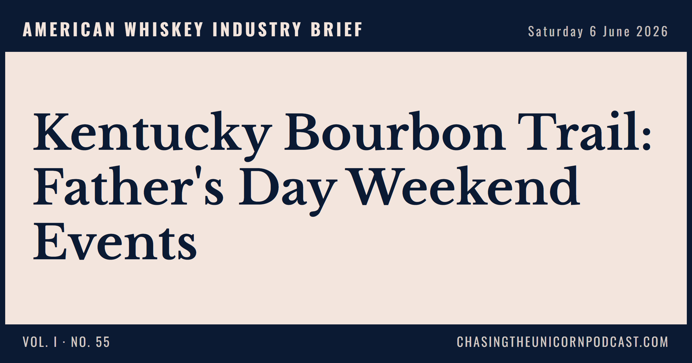 American Whiskey Industry Brief, 06 June 2026 — Kentucky Bourbon Trail: Father's Day Weekend Events