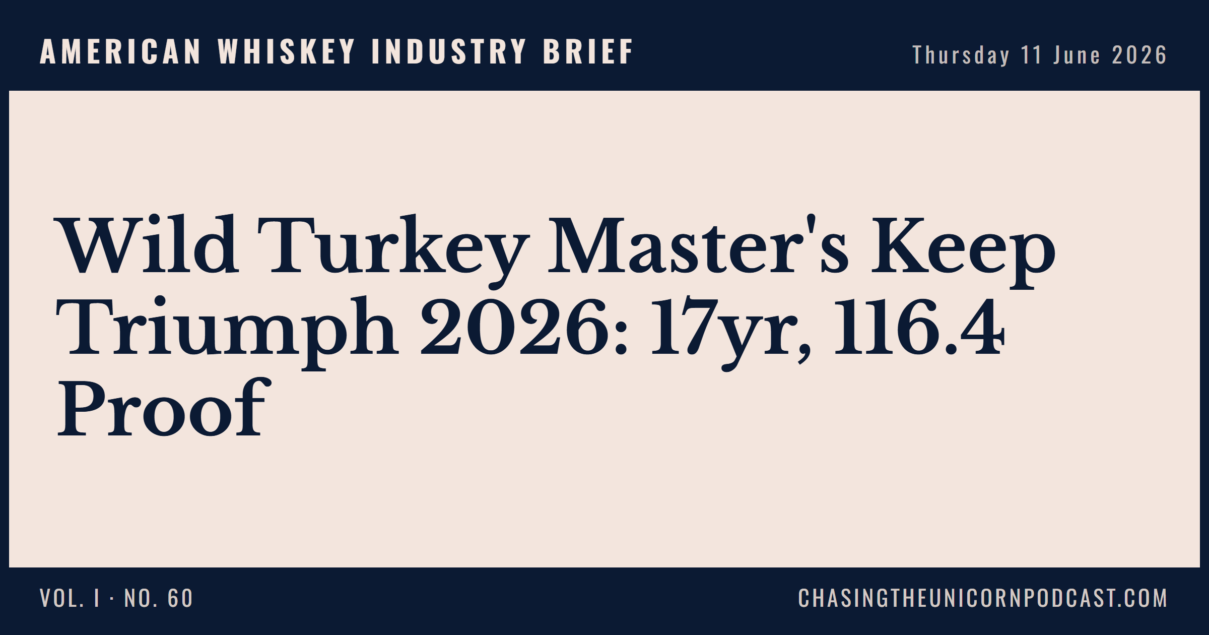 American Whiskey Industry Brief, 11 June 2026 — Wild Turkey Master's Keep Triumph 2026: 17yr, 116.4 Proof