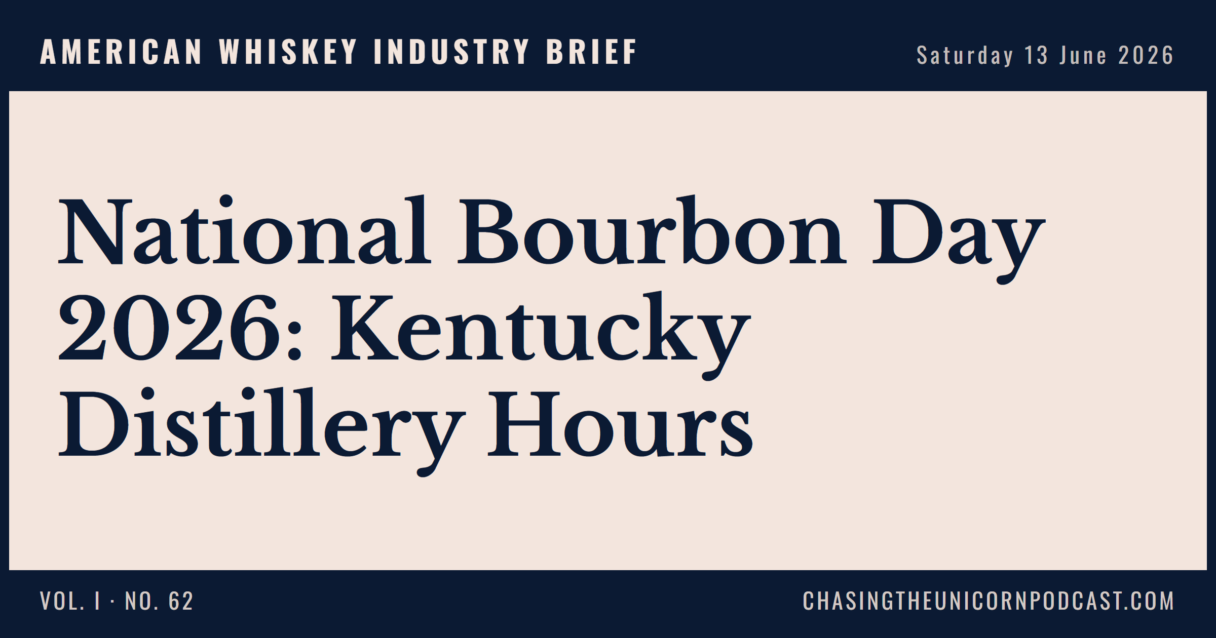 American Whiskey Industry Brief, 13 June 2026 — National Bourbon Day 2026: Kentucky Distillery Hours