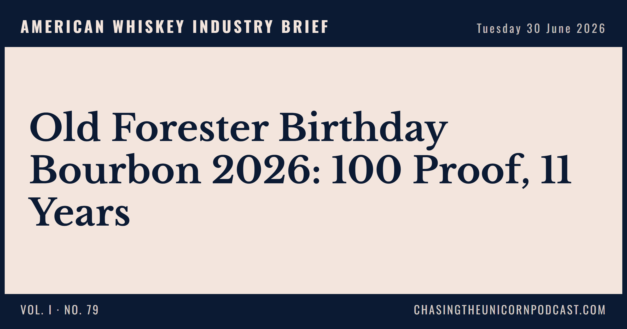 American Whiskey Industry Brief, 30 June 2026 — Old Forester Birthday Bourbon 2026: 100 Proof, 11 Years