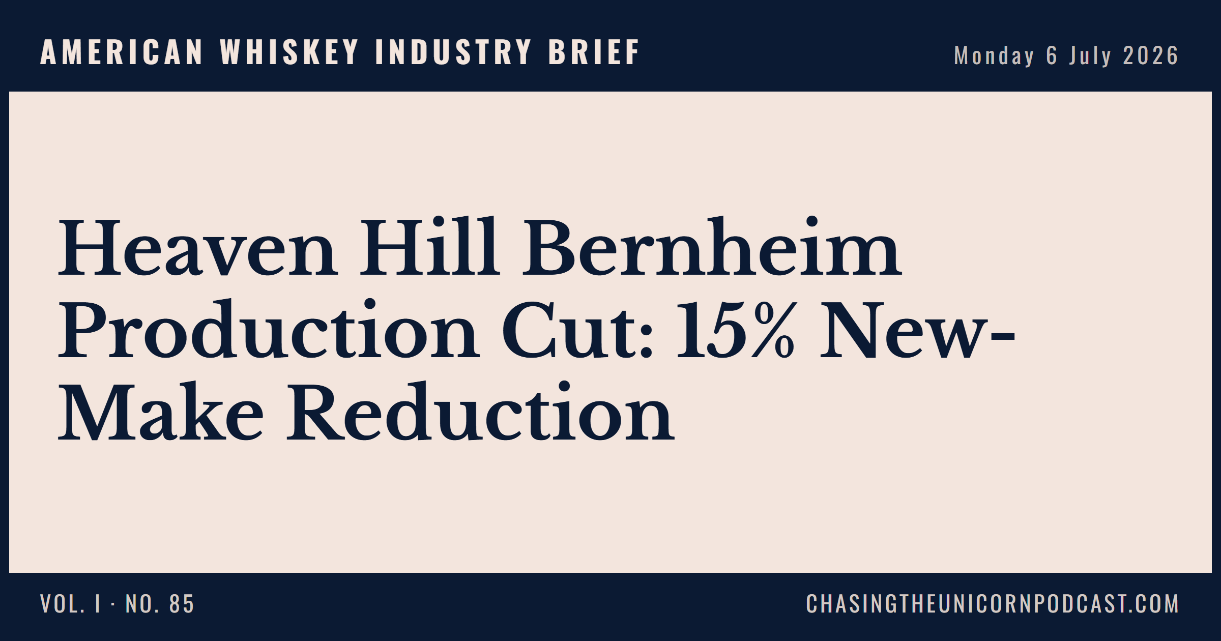 American Whiskey Industry Brief, 06 July 2026 — Heaven Hill Bernheim Production Cut: 15% New-Make Reduction