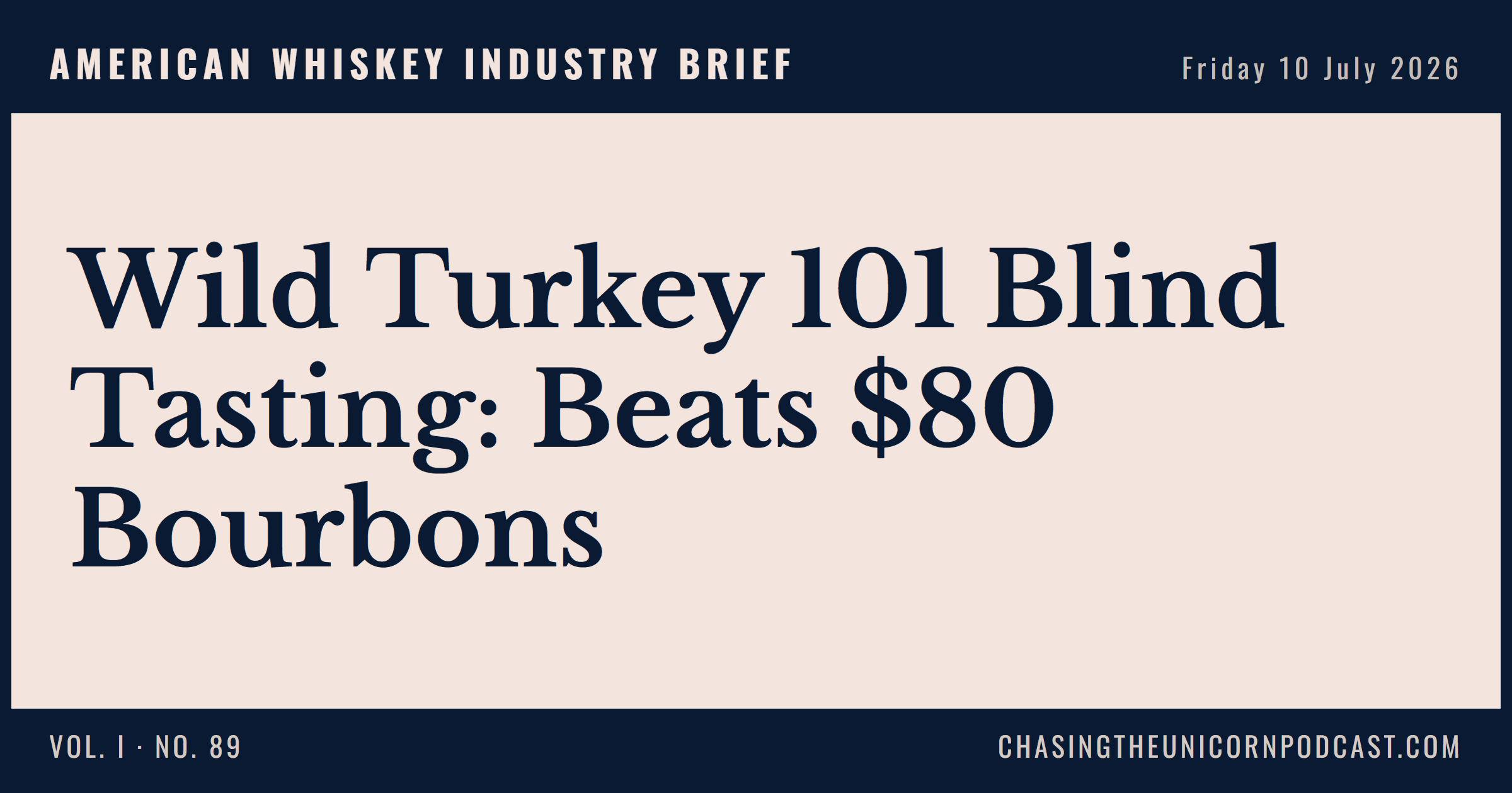 American Whiskey Industry Brief, 10 July 2026 — Wild Turkey 101 Blind Tasting: Beats $80 Bourbons